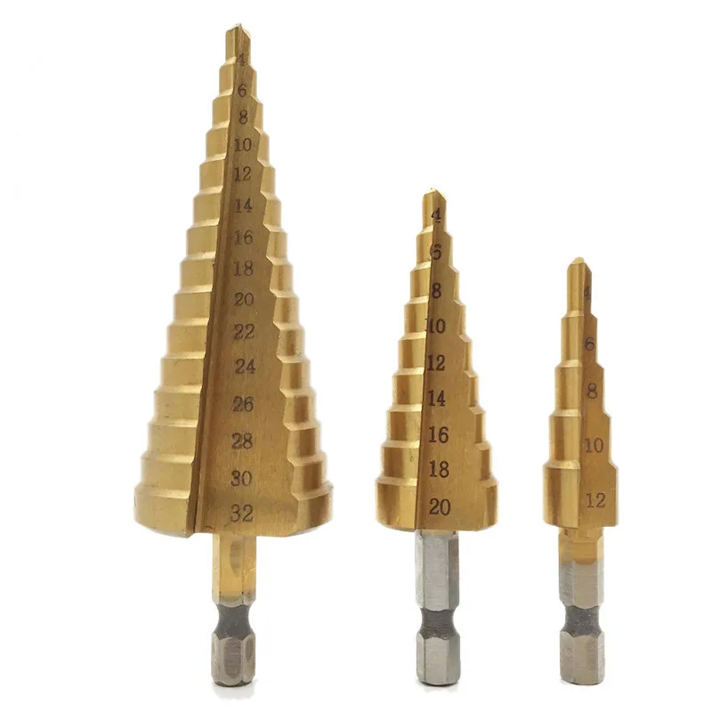 

3PCS 4-12/20/32mm Large HSS Steel Step Cone Cut Set Drill Tools Titanium Drill Bits Hole Cutter Durable Coated Metal Drill Bit