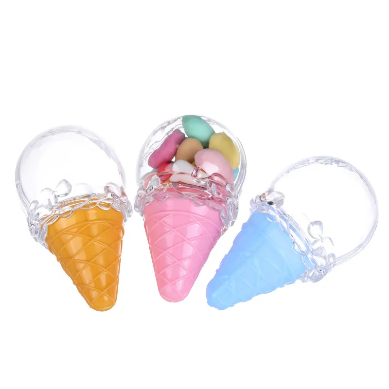 

8pcs Creative Festive Supplies Wedding Gift Wedding Candy Box Custom Ice Cream Round Plastic Transparent Candy Packaging Box