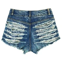 summer sexy shorts women bandage ripped holes booty denim shorts high waist hollow out mini short pants jeans clubwear lady
