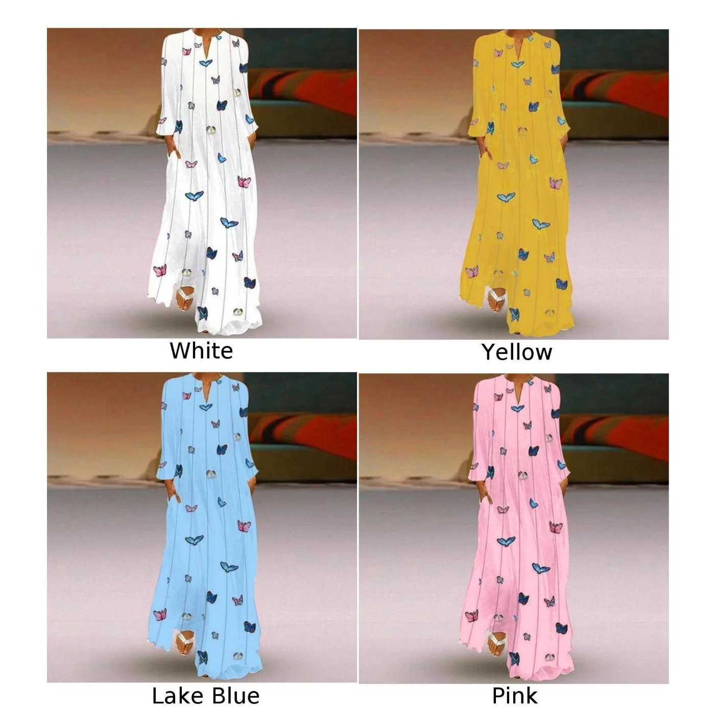 Женское платье женское летнее повседневное модное макси-блузка с v-образным