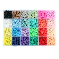 4800pcs 24 colors clay heishi flat round beads kit for bracelets necklace colorful fashion jewelry accessories