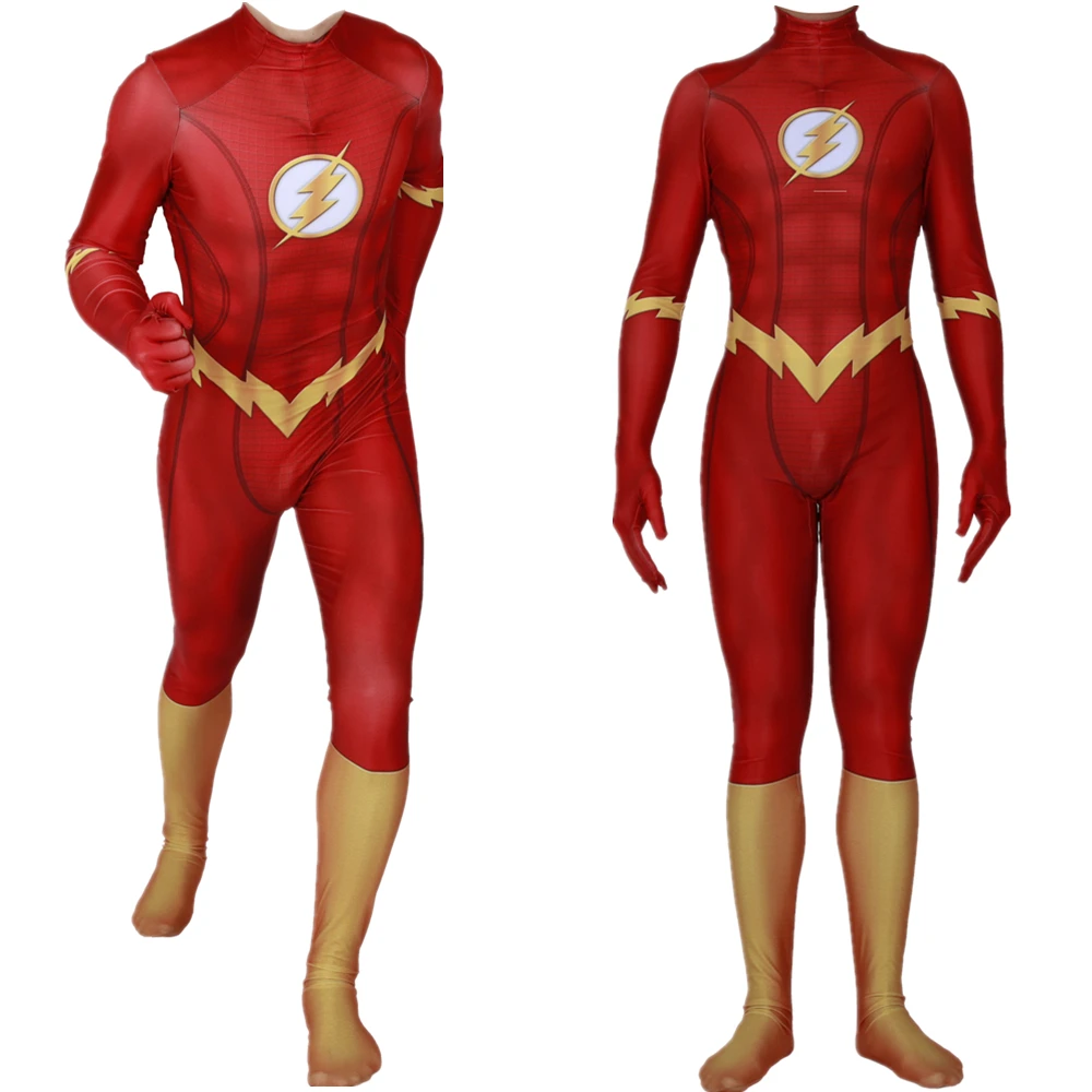 Костюм для косплея Flash с 3D принтом дешевый костюм супергероя Барри Аллена на