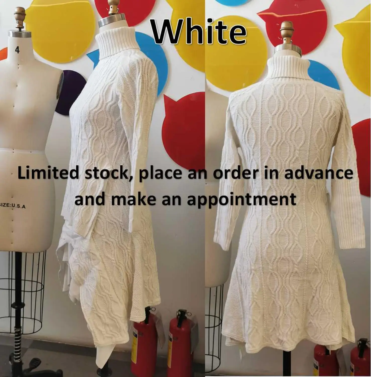 Женское трикотажное платье-свитер с длинным рукавом и высоким воротником |