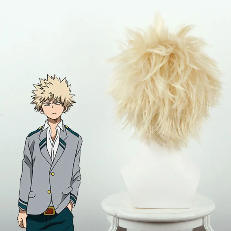 

Anime My Hero Gym No Hero Bakugou Katsuki Bakugo Linen Blonde Heat Resistant Cosplay Short Wig