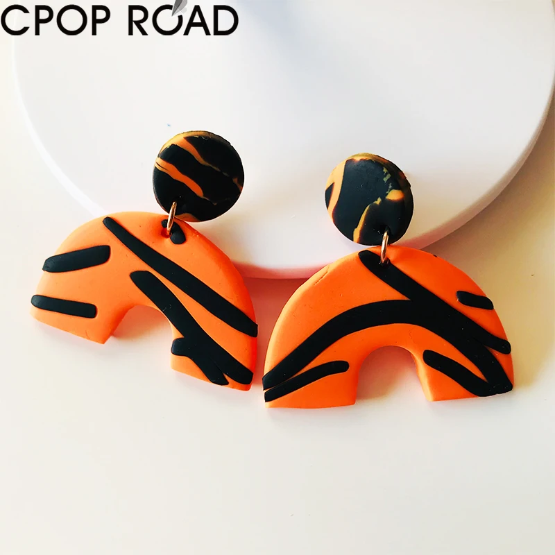 Креативные цветные геометрические полимерные глиняные серьги для женщин милые