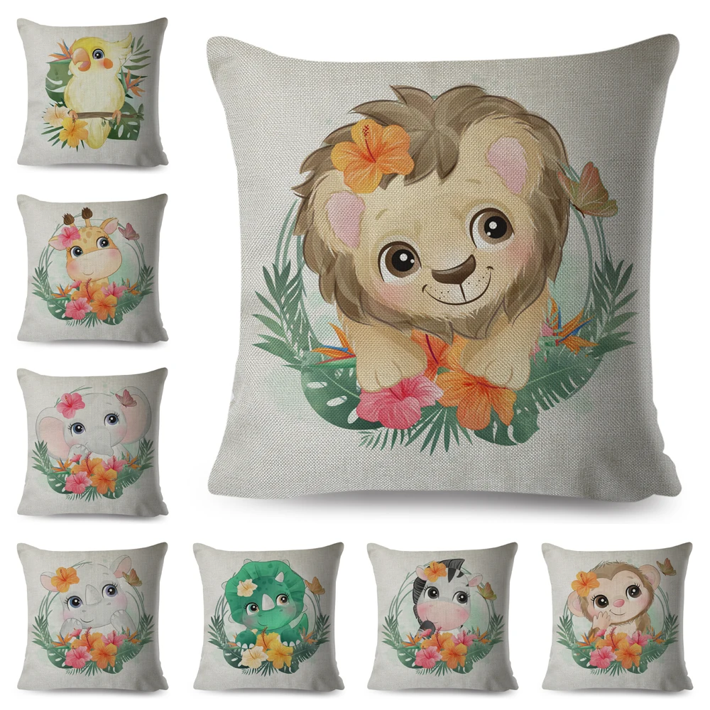 

Мультяшный цветок животное наволочка ДЕКОР в скандинавском стиле динозавр Подушка Чехол Полиэстеровая Подушка Чехол для детской комнаты диван дома