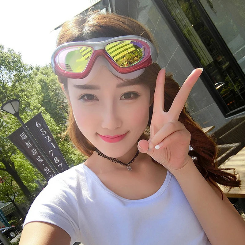 

Adult Professional prescription Swimming Goggles Large Frame Plated anti fog Swim pool Glasses men women zwemen Eyewear googles