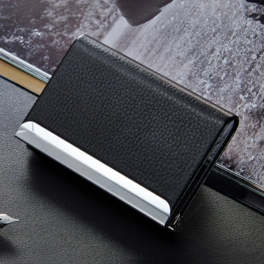 

Box Wallet Fashion Credit PU Leather Business Name Card Holder Storage Bag Portable Mini Case Gift Solid