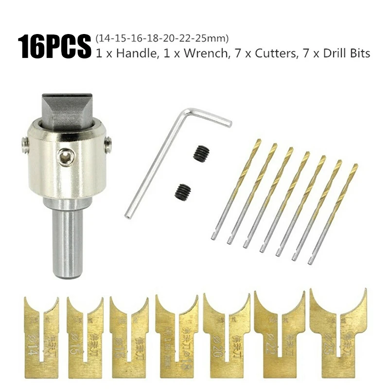 

10/16Pcs Carbide Ball Blade Woodworking Milling Cutter Molding Tool Beads Router Bit Drills Bit Set DIY 14-25MM