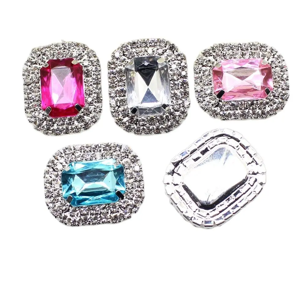 Пуговицы прямоугольные со стразами металлические 5 шт./лот | Дом и сад