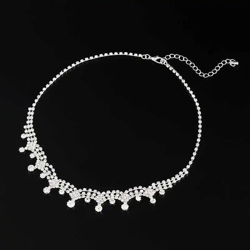 

High Quality Jewelry Necklace Golden Fashion Wave Shape Shiny Crystal Ladies Jewelry Personalized Necklace Gift Free Shipping
