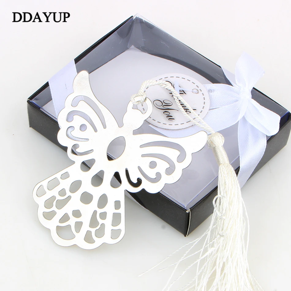 

Creative Stainless Steel Bookmarks Angel wedding Guests Party Metal Bookmark Memo Stationery Book Tags For Kids Gift