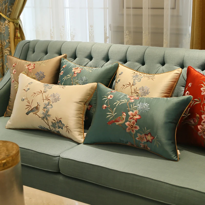 Бесплатная доставка Классическая вышивка синяя птица подушка с внутренней