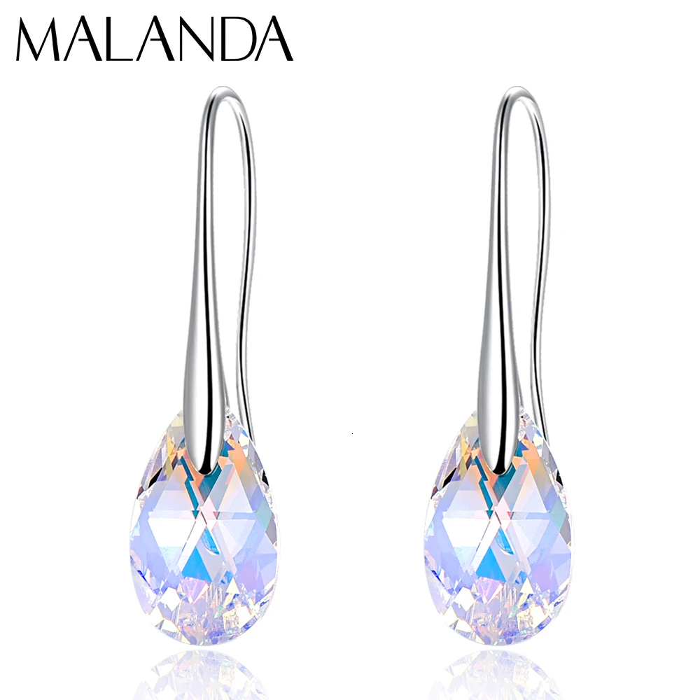W-Crystal-AB Серьги-капли с кристаллами Swarovski для женщин, новая мода, Золотой пирсинг, висячие серьги, свадебные украшения, подарок для девушек - Окраска металла: W-Crystal-AB