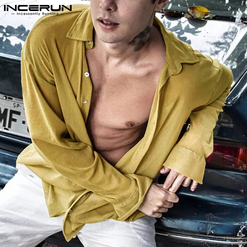 

Handsome Camiseta American Style Blouse All-match New Men Casual Streetwear Fashion Comfortable Long-sleeved Shirt S-5XL INCERUN
