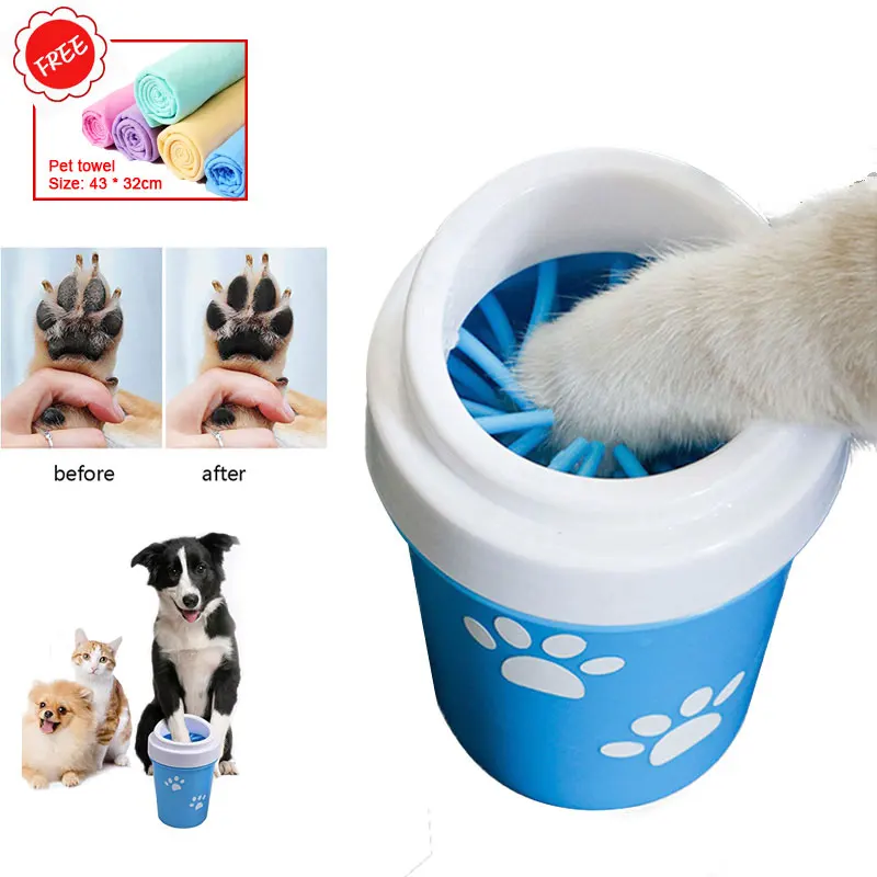 Dog Paw Cleaner Cup Soft Silicone Combs Portable Outdoor Pet Towel Foot Washer Paw Clean Brush Quickly Wash Foot Cleaning Bucket