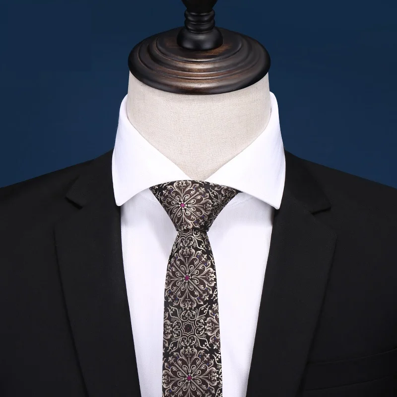 

Мужской галстук с цветочным узором, тонкий галстук 5 см в стиле ретро, галстук для официального костюма, галстук для вечеринки в подарочной к...