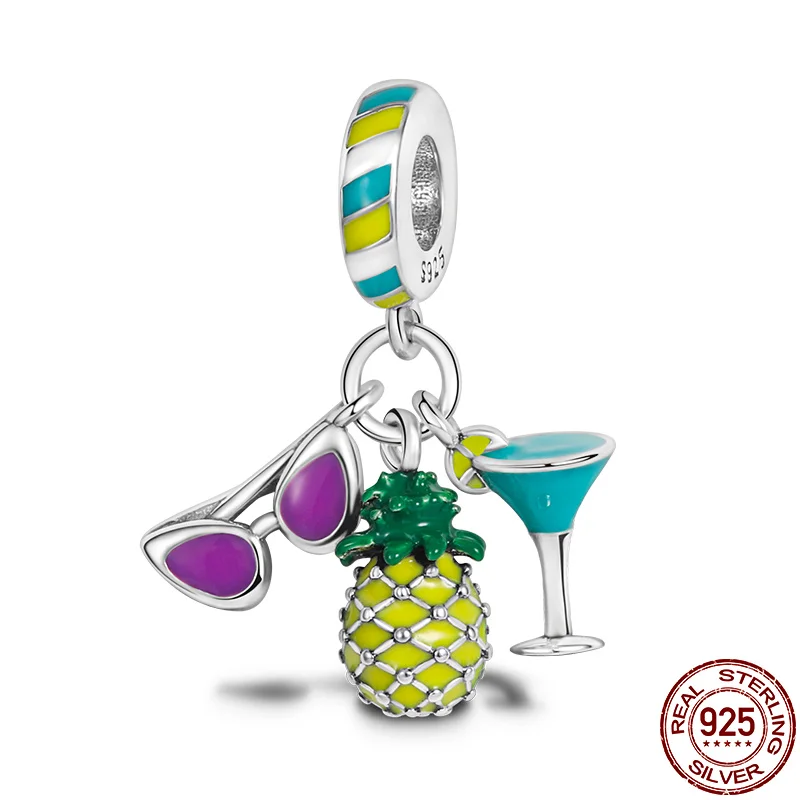

Hot New Products 2021Arrival 100% Real 925 Sterling Silver Glasses Pineapple Cup Beads Fit Original 3mm Bracelet DIY Jewelry