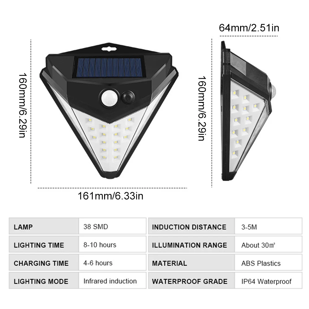 Уличный настенный светильник на солнечной батарее с датчиком движения 38