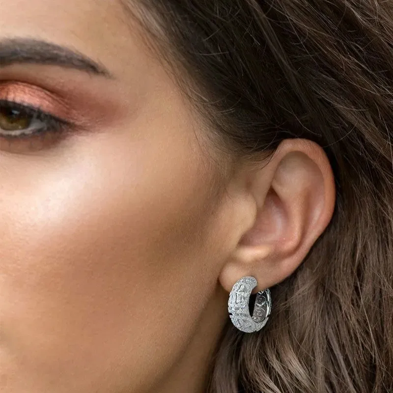 

2020 Meteorite Cubic Zirconia Earrings For Women Fashionable Silver 925 Jewelry With Carved