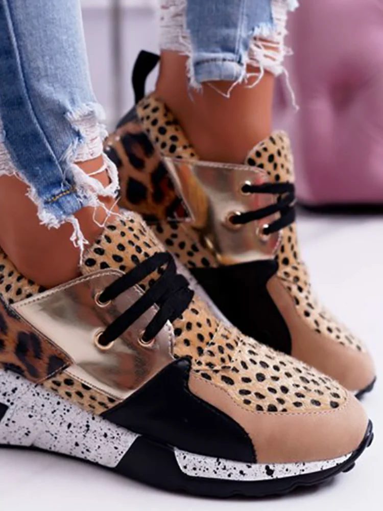 2020 Summer Hot Lady Shoes Women Sneakers Leopard Mesh Breath Women Running Female Shoes Outdoor Flat Platform