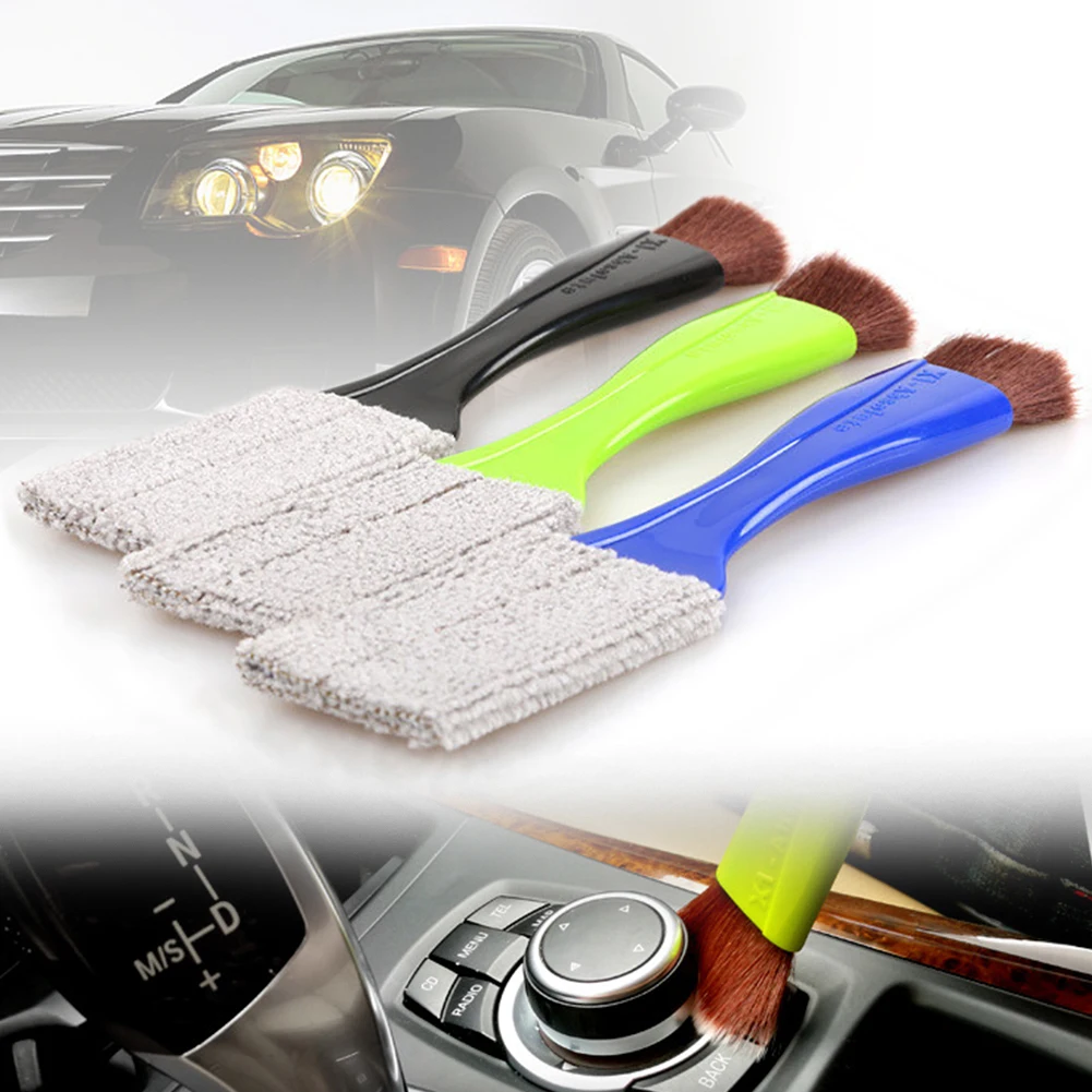 

2In1 Green Car Air-conditioner Outlet Dirt Duster Cleaner Brush Car Air Conditioning Vent Blinds Cleaning Brush Car Accessories