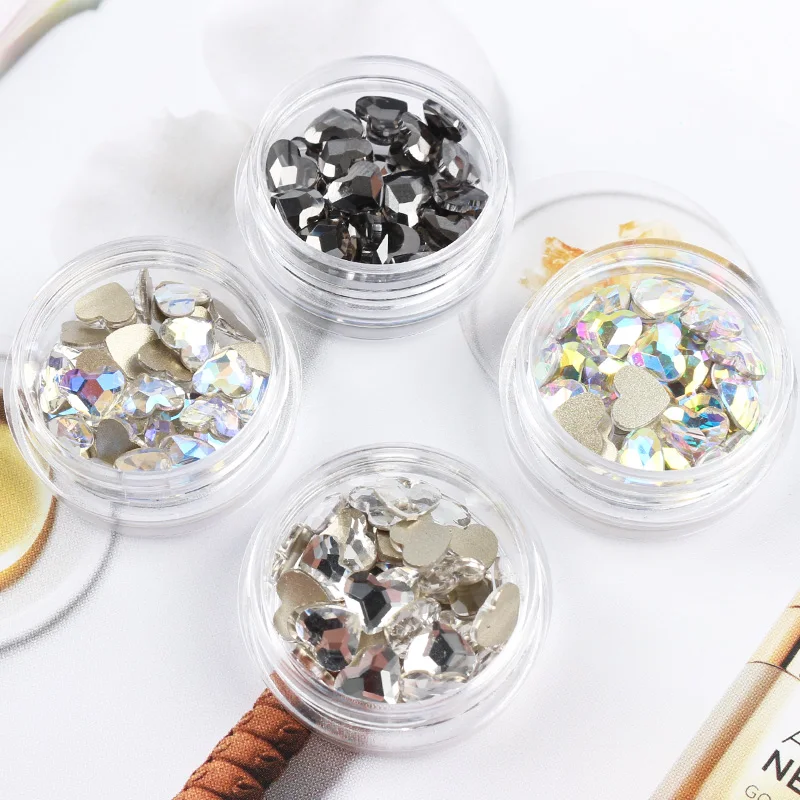 

10pcs AB Crystal 6*6mm Rhinestones Nail Art Set Nail Gems Iridescent Clear Class Multi-Shape Flat Back Shiny Nail Jewels