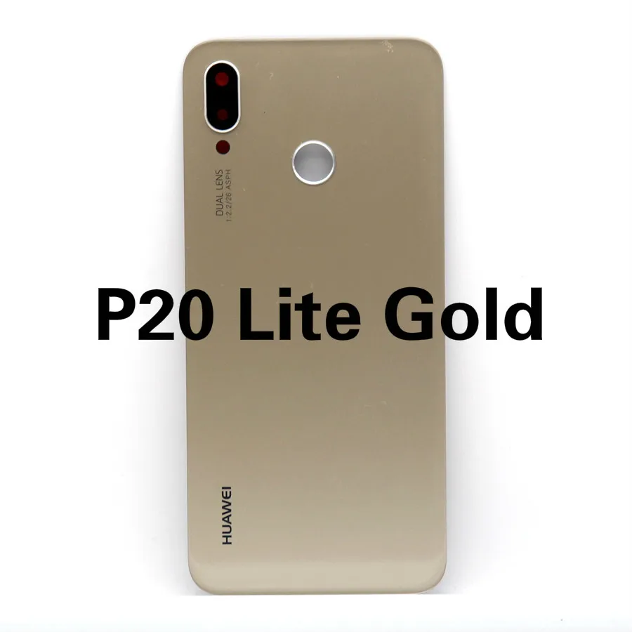 Для huawei P20 Pro крышка батареи Задняя стеклянная Задняя Дверь Корпус чехол панель+ объектив камеры для huawei P20 Lite крышка батареи Nova 3e - Цвет: P20 Lite Gold