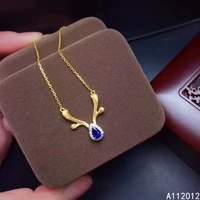 kjjeaxcmy fine jewelry 925 sterling silver natural sapphire girl new popular deer pendant necklace support test chinese style