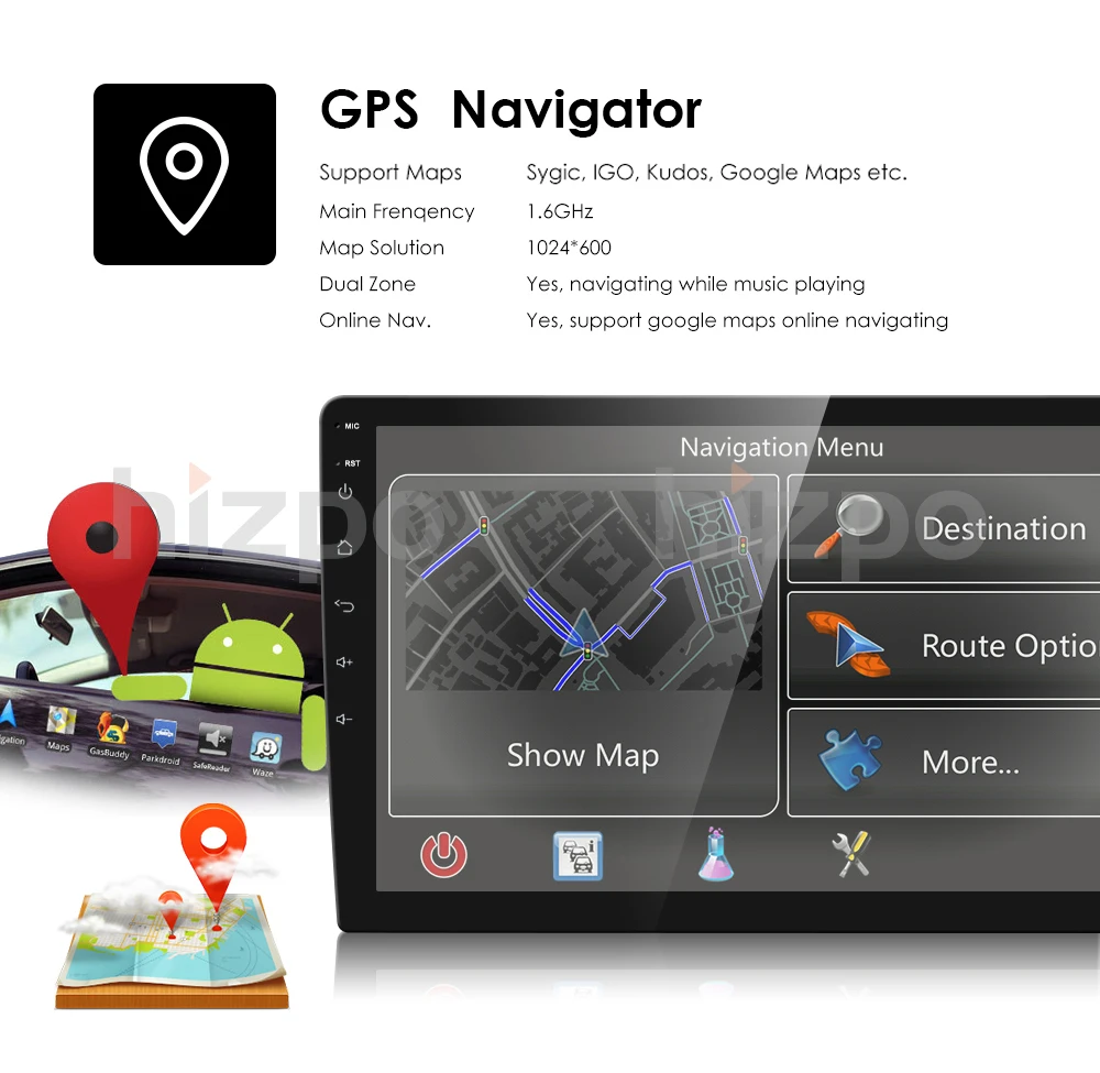 2Din 10," большой экран Android 9.0 универсальный автомобильный Радио Стерео gps навигация wifi 4G OBDII DAB HD четырехъядерный Bluetooth 2 Гб ram+ карта