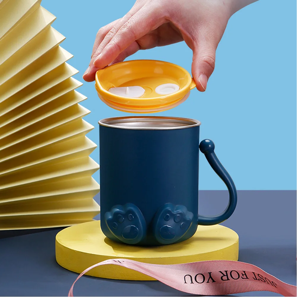 

Lid Ergonomic Handle No Leaking Stainless Steel Multifunctional Durable For Kids Milk Double Layer With Straw Cartoon Water Cup