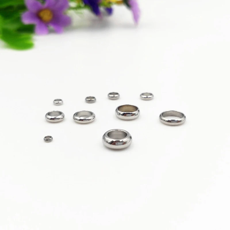 50pcs/lot Stainless Steel Round Spacer Beads 2 3 4 5 6mm Hole Size European Charm for Bracelet DIY Jewelry Making | Украшения и