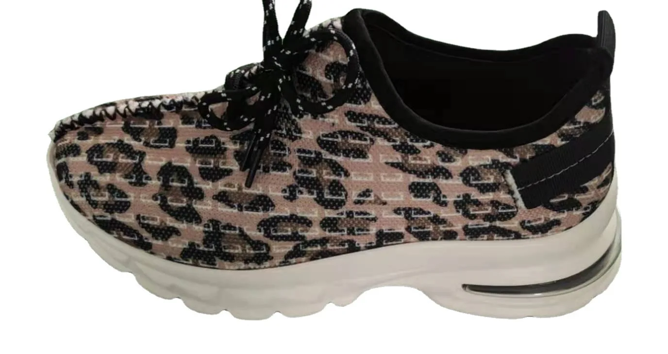 

Large Size Flying Woven Leopard Women's Shoes 2021 Spring Summer Running Casual Sport shoes Light Breathable Sneakers Zapatos