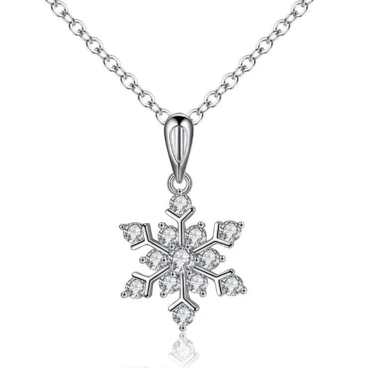 

Wholesale 100pcs Sweet Snowflake Pendant Necklace for Women Zircon Clavicle Chain Necklace Engagement Jewelry Gift Collar Mujer