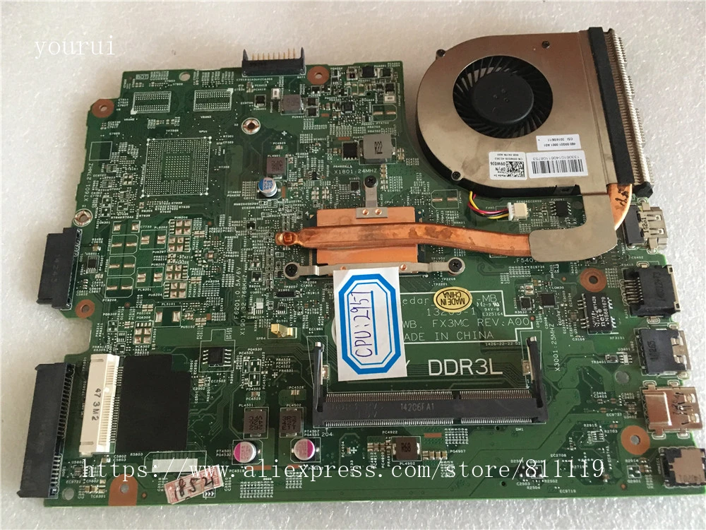 Yourui для Dell inspiron 3442 3443 3542 3543 laptopматеринская плата CN 0HRG70 HRG70 с 2957u CPU DDR3 протестирован