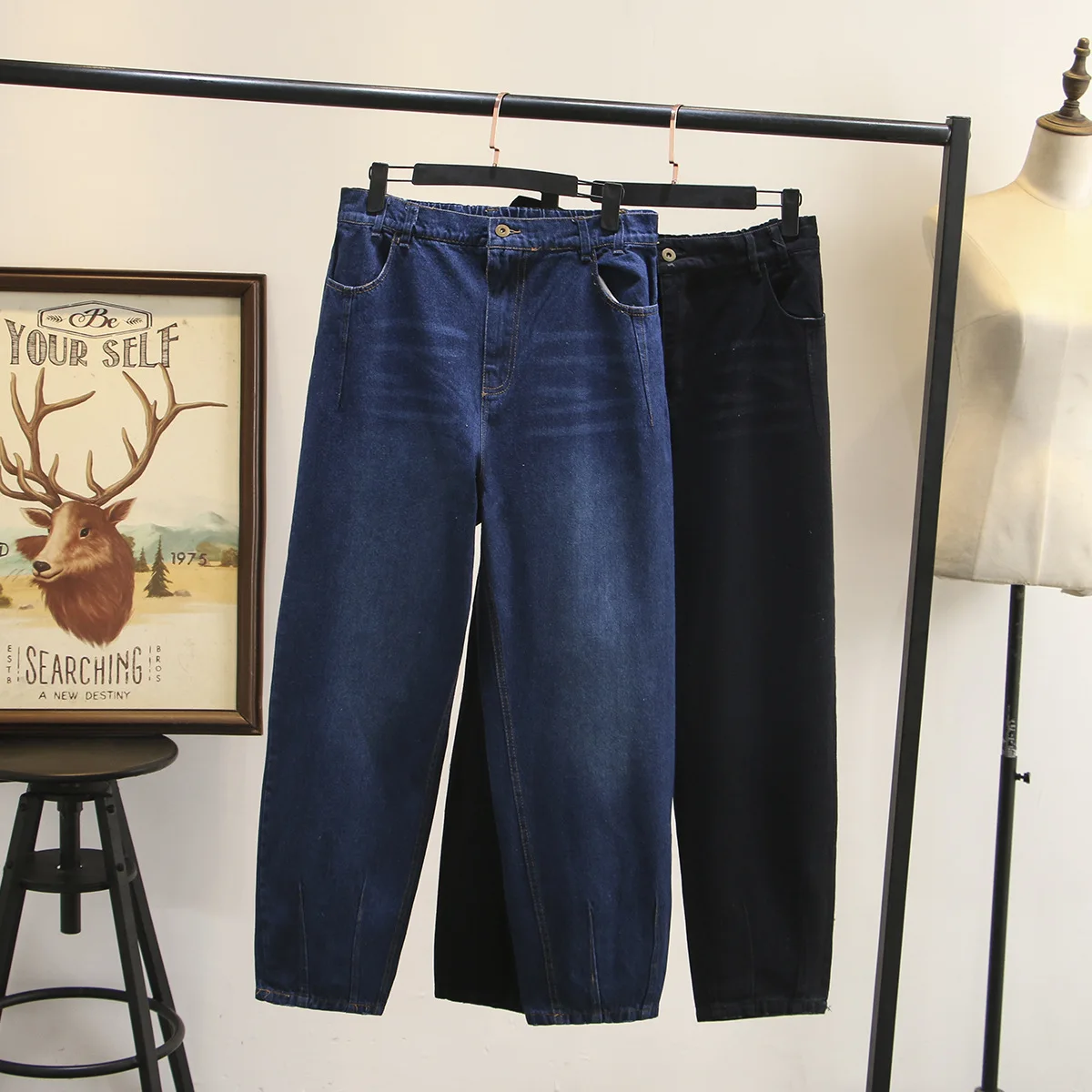 Джинсы женские с завышенной талией модные брюки-султанки из денима свободные