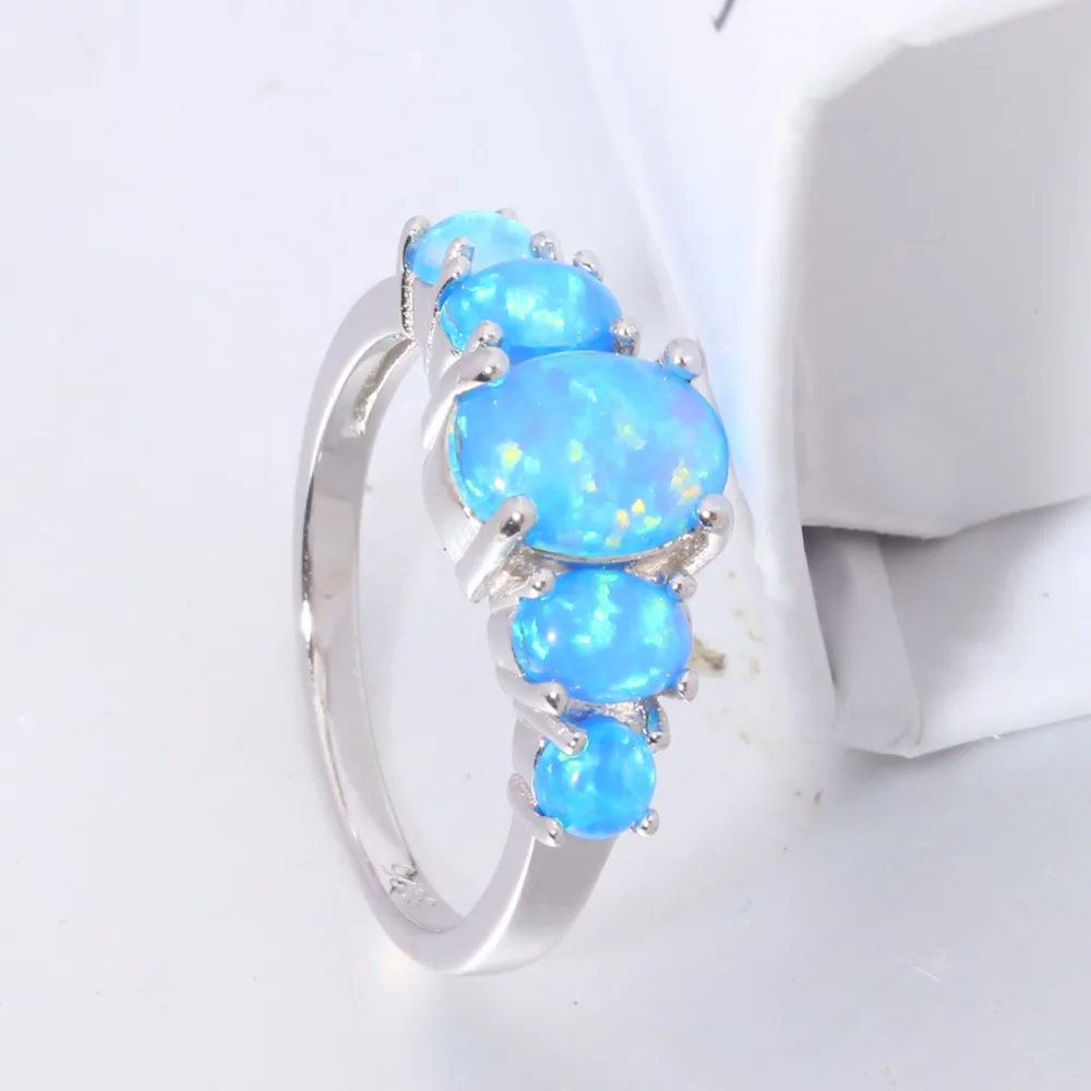 Женское кольцо из серебра 925 пробы с искусственным опалом Размеры 7-8 | Украшения и