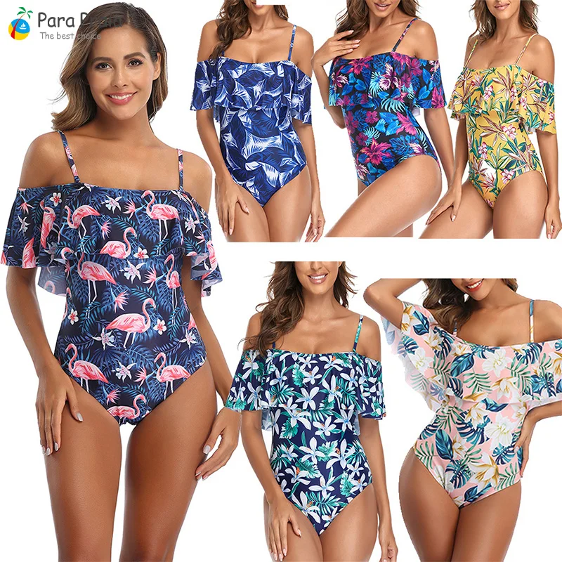 

Новинка 2022, сплошной купальный костюм для пляжа с оборками, женская одежда для плавания, монокини с высоким вырезом, женский купальный костю...