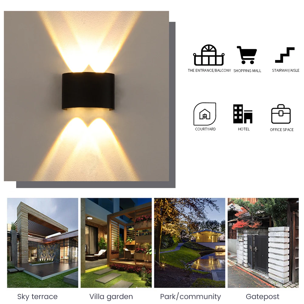 

LED Wall Light Ip65 Aluminum Outdoor Lighting Waterproof Garden Indoor Fashion Bedroom Living Room Stairs Bathroom Lamp Bedside
