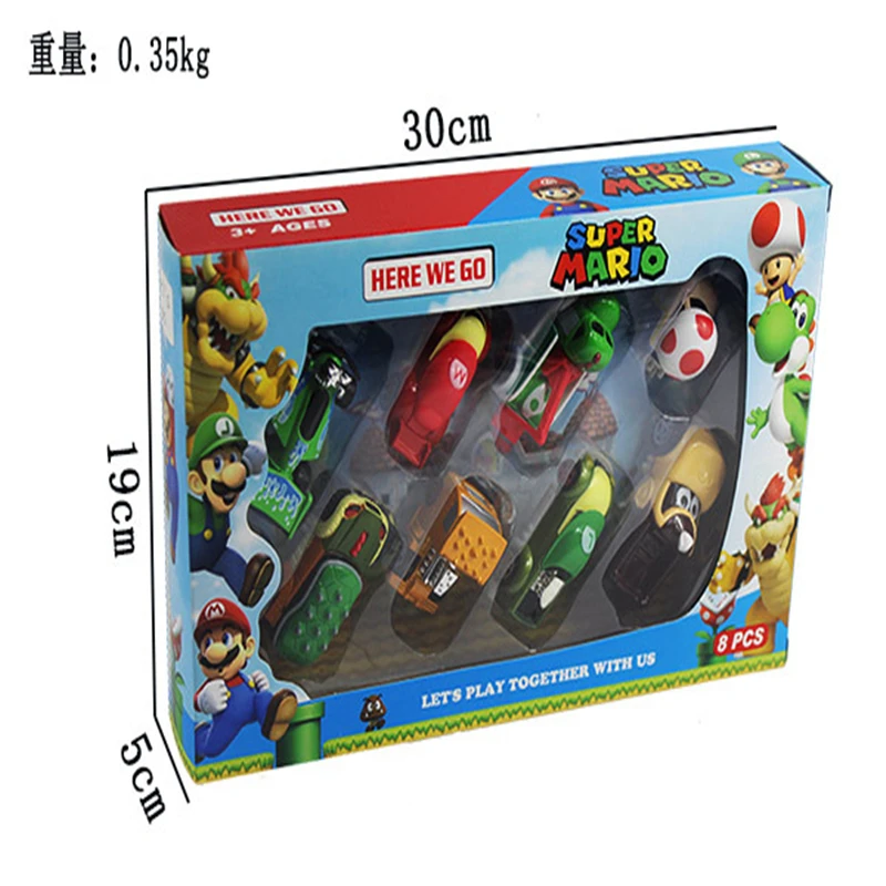 8 шт./компл. Металлическая Автомобильная фигурка Super Mario Kart игрушки подарок для