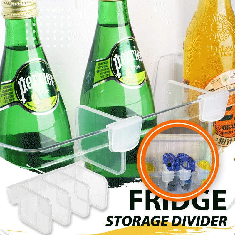 

4 PC Fridge Storage Divider Refrigerator Storage Rack Partition For Bottle Can Free Adjustable Snap Type Sorting Partition Shelf