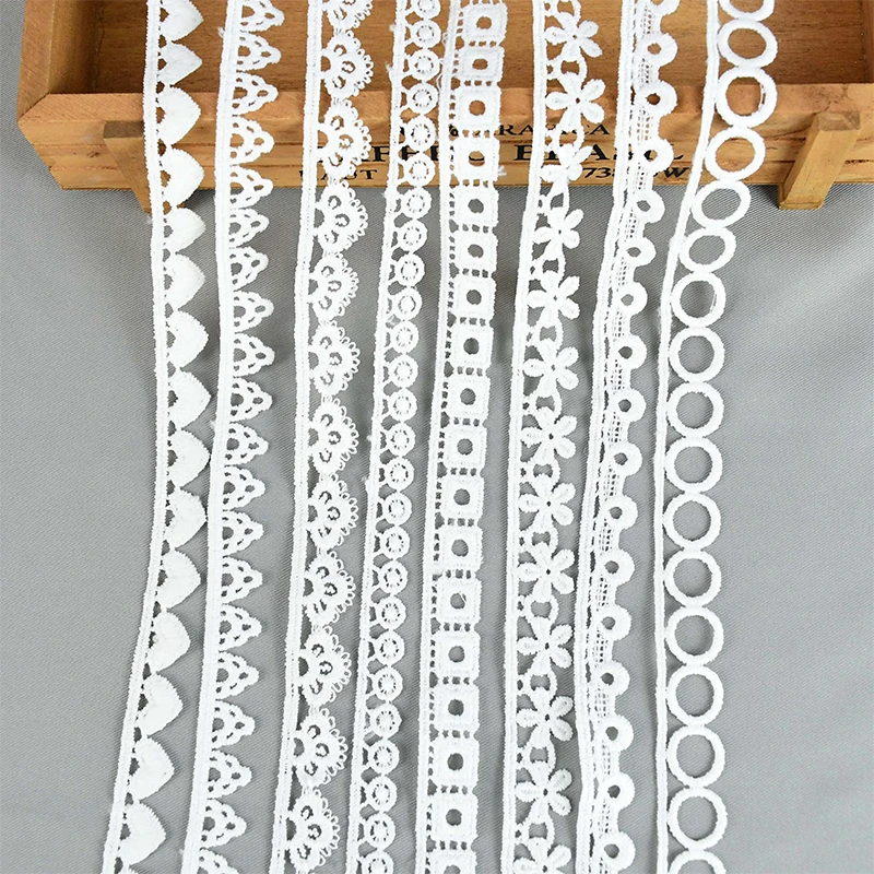 

10Yards White Lace Ribbon Fabric Woven Band French African Lace Wedding Decoration DIY Clothing Gift Wrapping Material Supplies