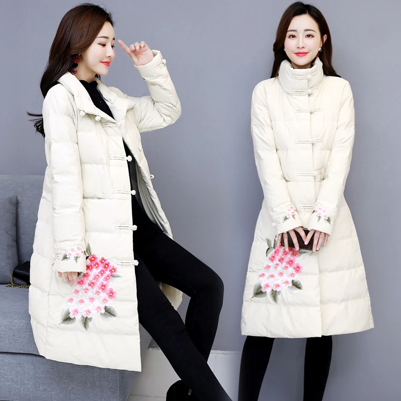 

2019 Vintage Long Coat Female Warm Parkas Winter Jacket Women Thicken Fashion Parka Women Coat PP318