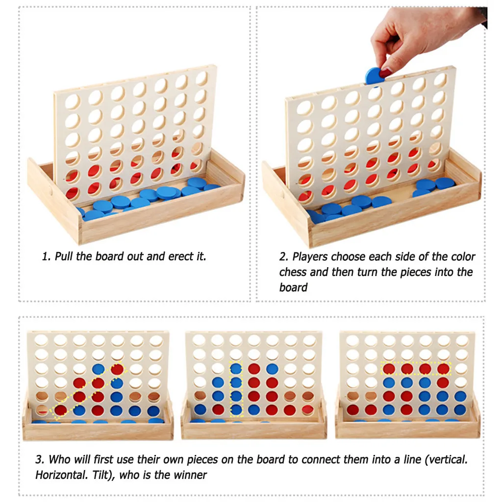 Деревянная Классическая Семейная Игрушка 4 в одном игра Line Up настольные игры для