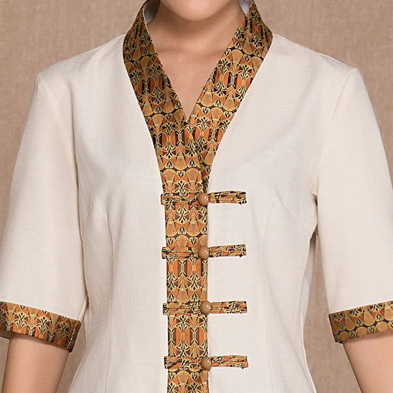 Новинка весна-осень 2020 тайская Массажная униформа из полиэстера и льна комплект