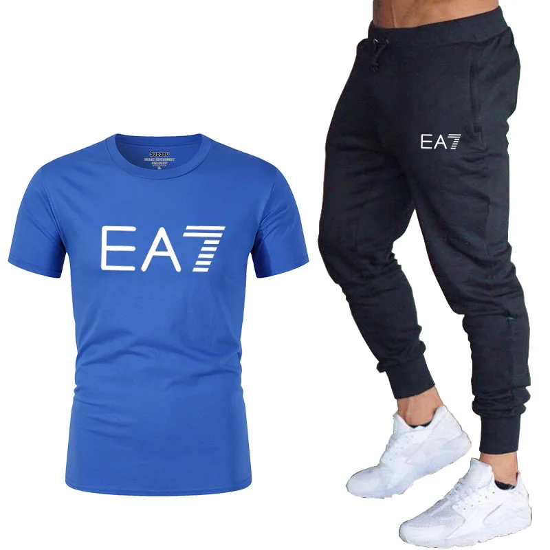

2021 summer fashion brand T-shirt men + casual sports pants, summer fitness clothes, men's suits