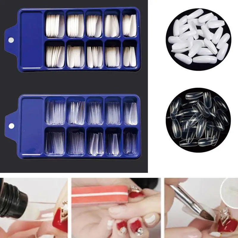 Акриловые накладные ногти овальные Профессиональные Накладные для ногтей чехол