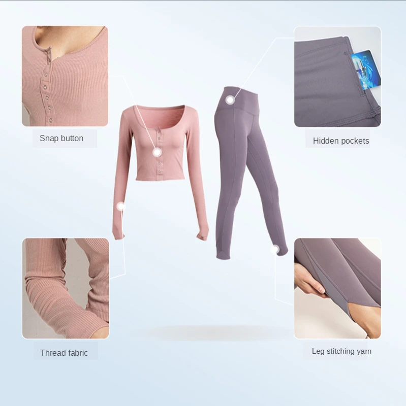 

Luren Sportwear Women Long Sleeve Autumn Tight Stretch High Waist Workout Pants Sports Suit Two-piece Suit