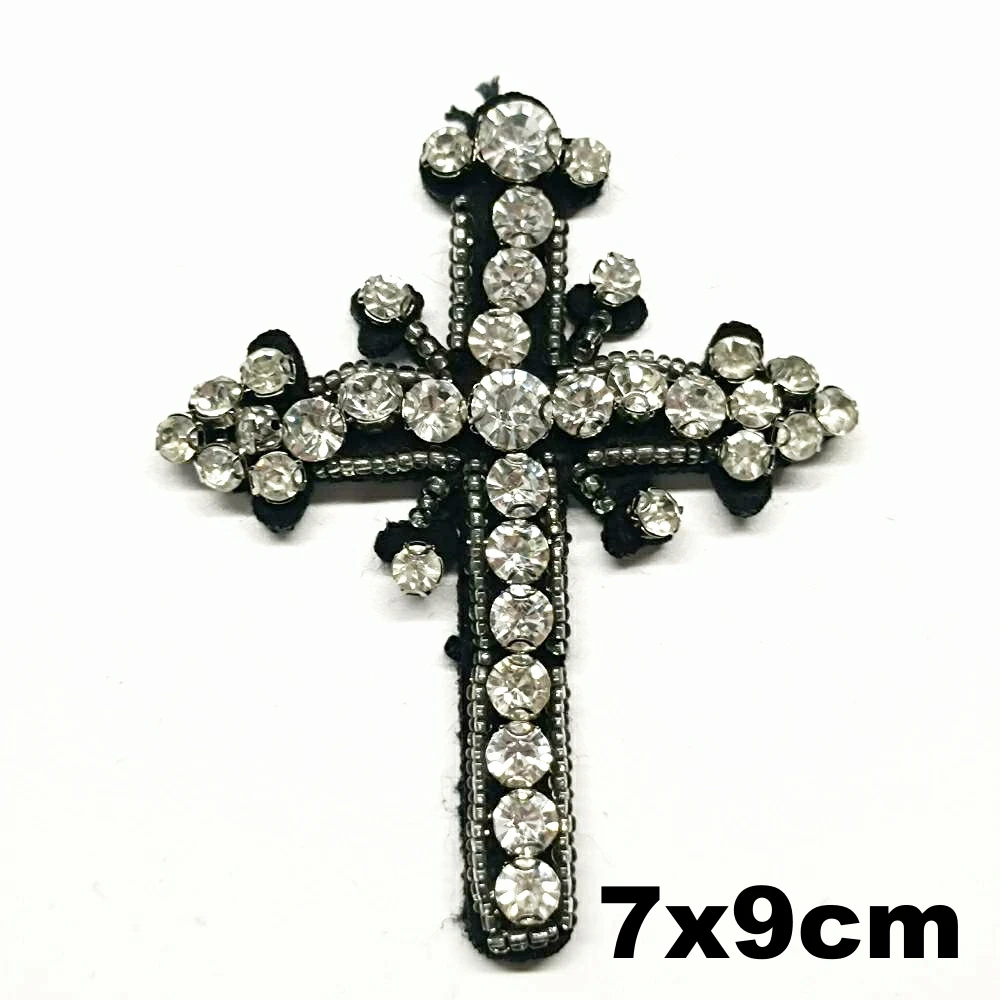 

Design embroidery beaded cross embroideried patches for clothing HO-3335
