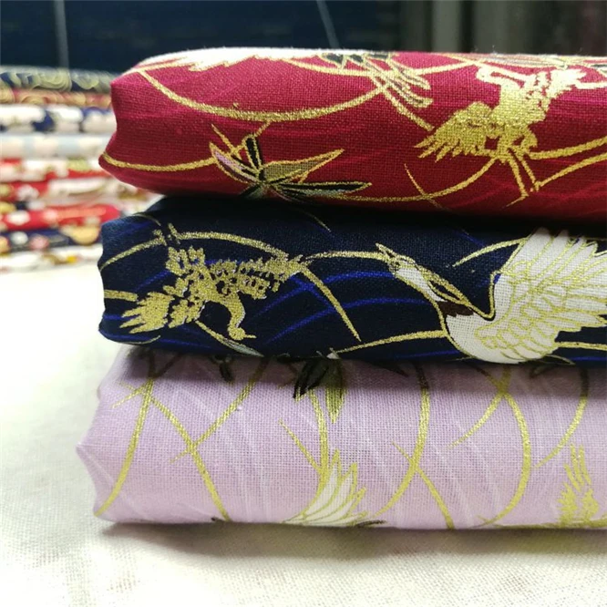 Японский БЛАГОРОДНЫЙ кран хлопок золотой порошок парча ткань дамасский жаккард